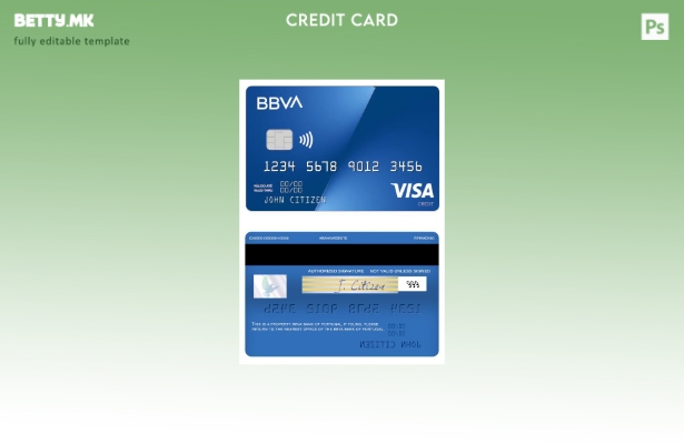 Модерен стил Португалија BBVA банка виза шаблон кредитна картичка